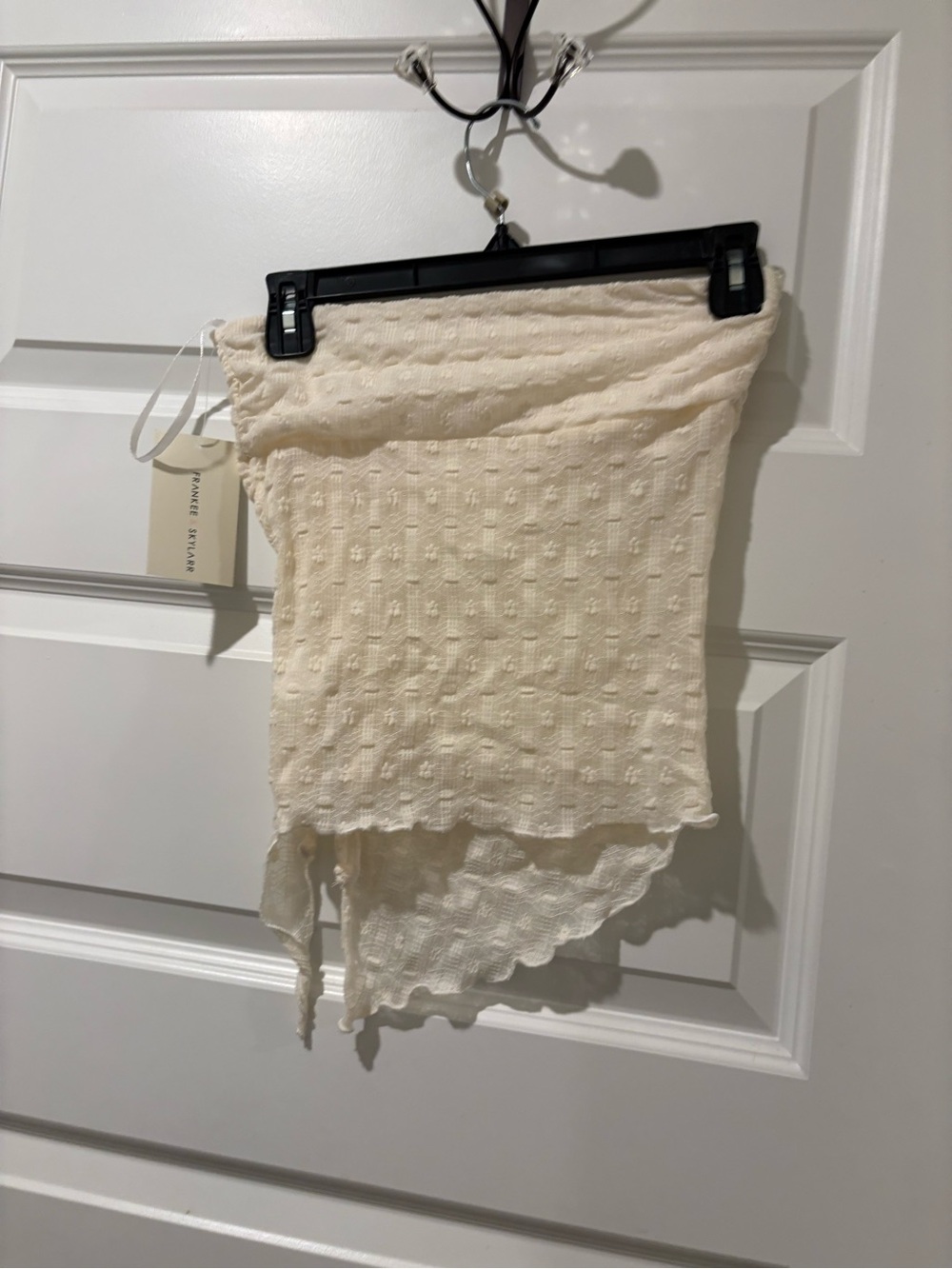 Asymmetrical Cream Tube Top with Textured Knit